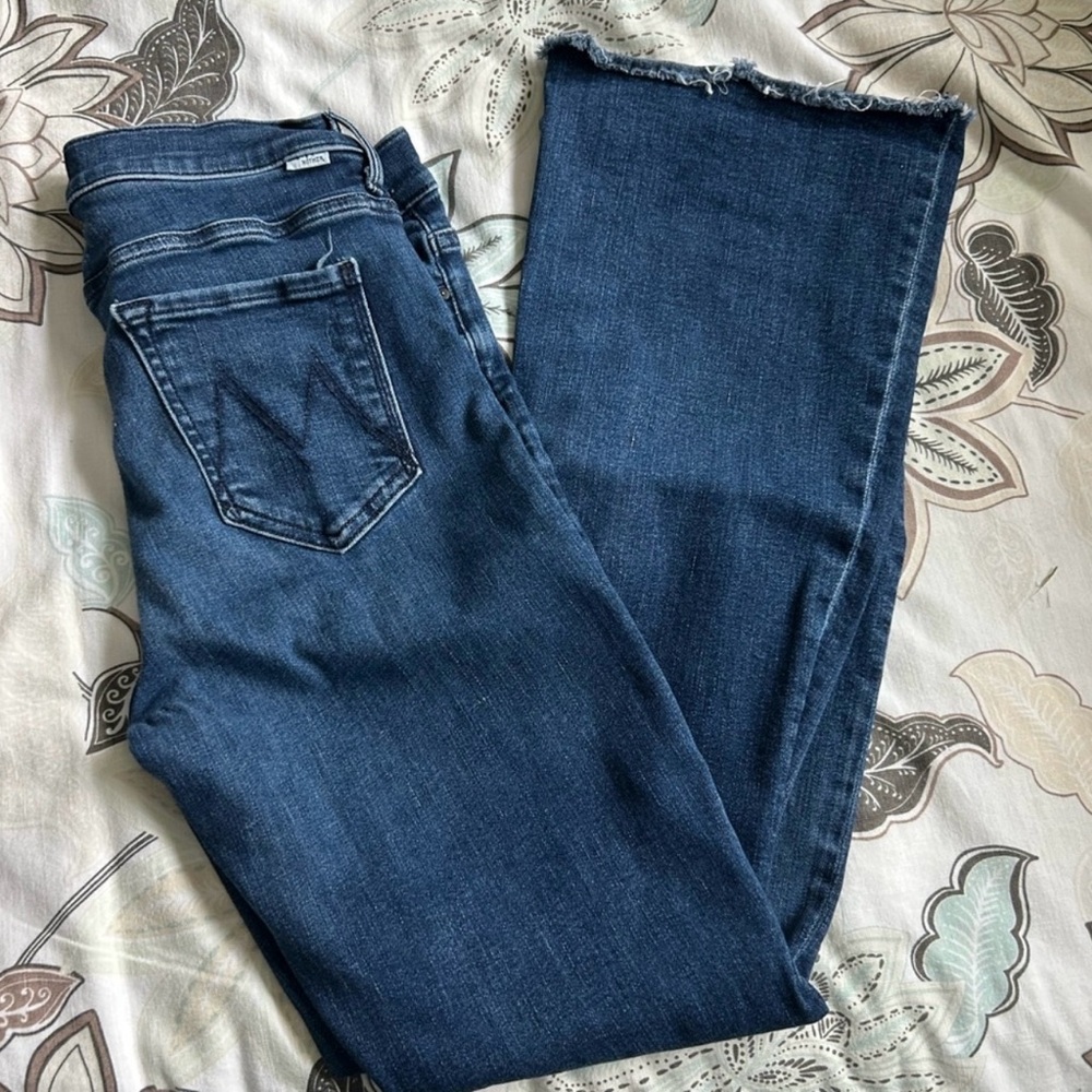 MOTHER Blue Ankle Cropped Jeans